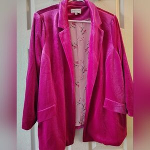 Fuchsia Velvet Blazer Size 1X